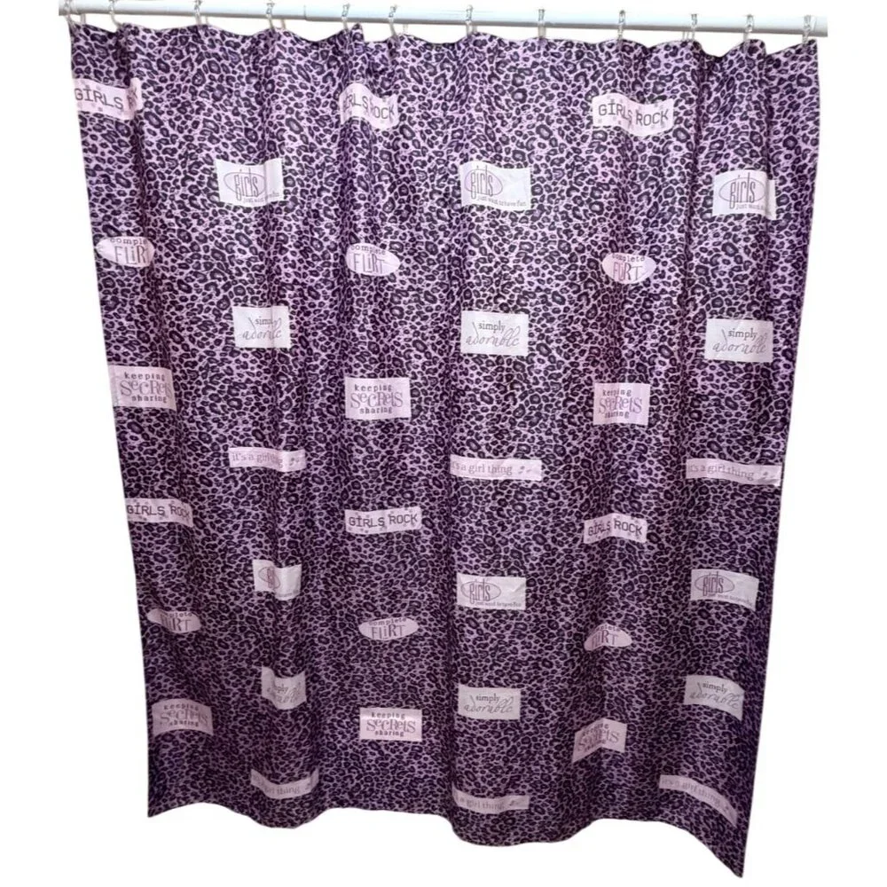 Unbranded Purple Leopard Print & Girls Theme Shower Curtain 100% Polyester 6 Ft.